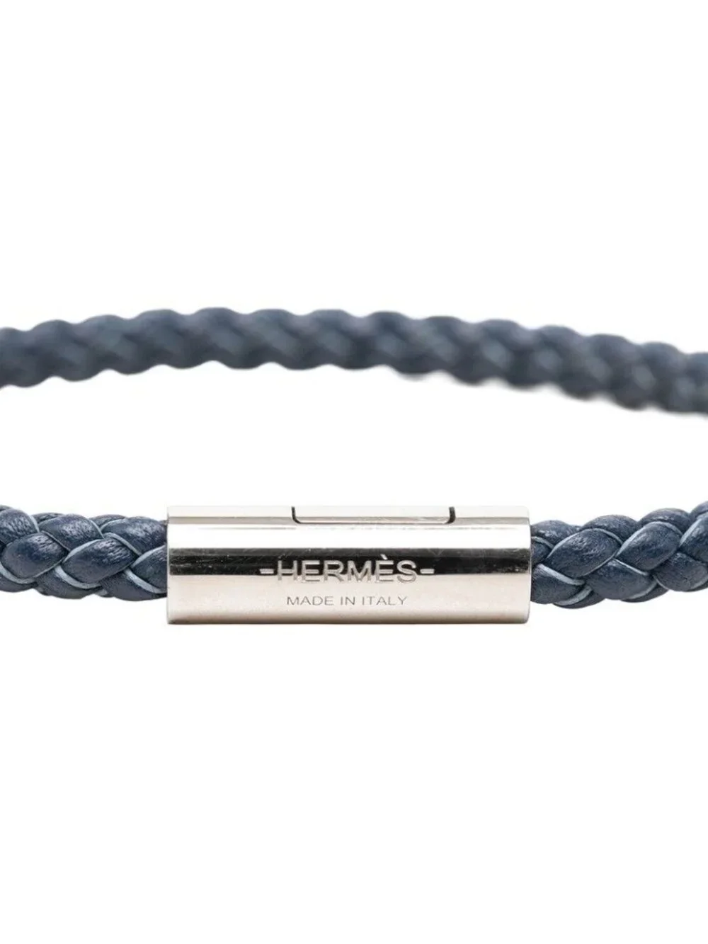 Hermes Goliath Bracelet Silver Navy Leather Metal